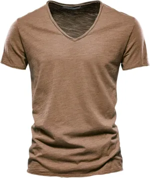 Cotton Shirts for Men Summer V Neck Short Sleeve Soft Tee Tops Plus Size Comfort Loose Fit Athletic Gym Casual Tshirt