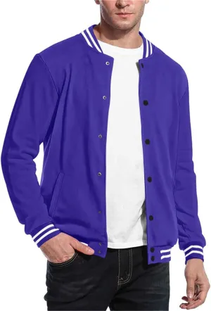 crazynekos Men's Fashion Flight Bomber Jacket Lightweight Solid Color Coat Sportwear Button Windbreaker