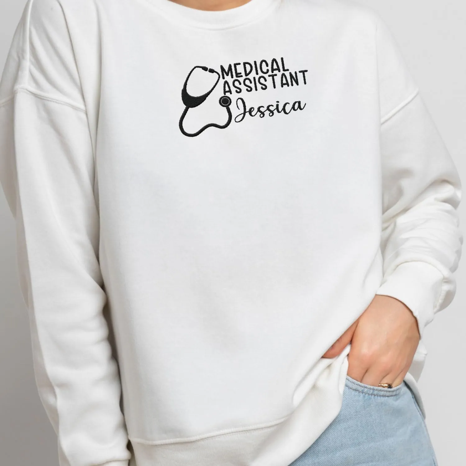 Custom Medical Assistant Embroidered Sweatshirt for Women, MA Nurse Crewneck, Medical Assistant Shirts Gift for Nurse