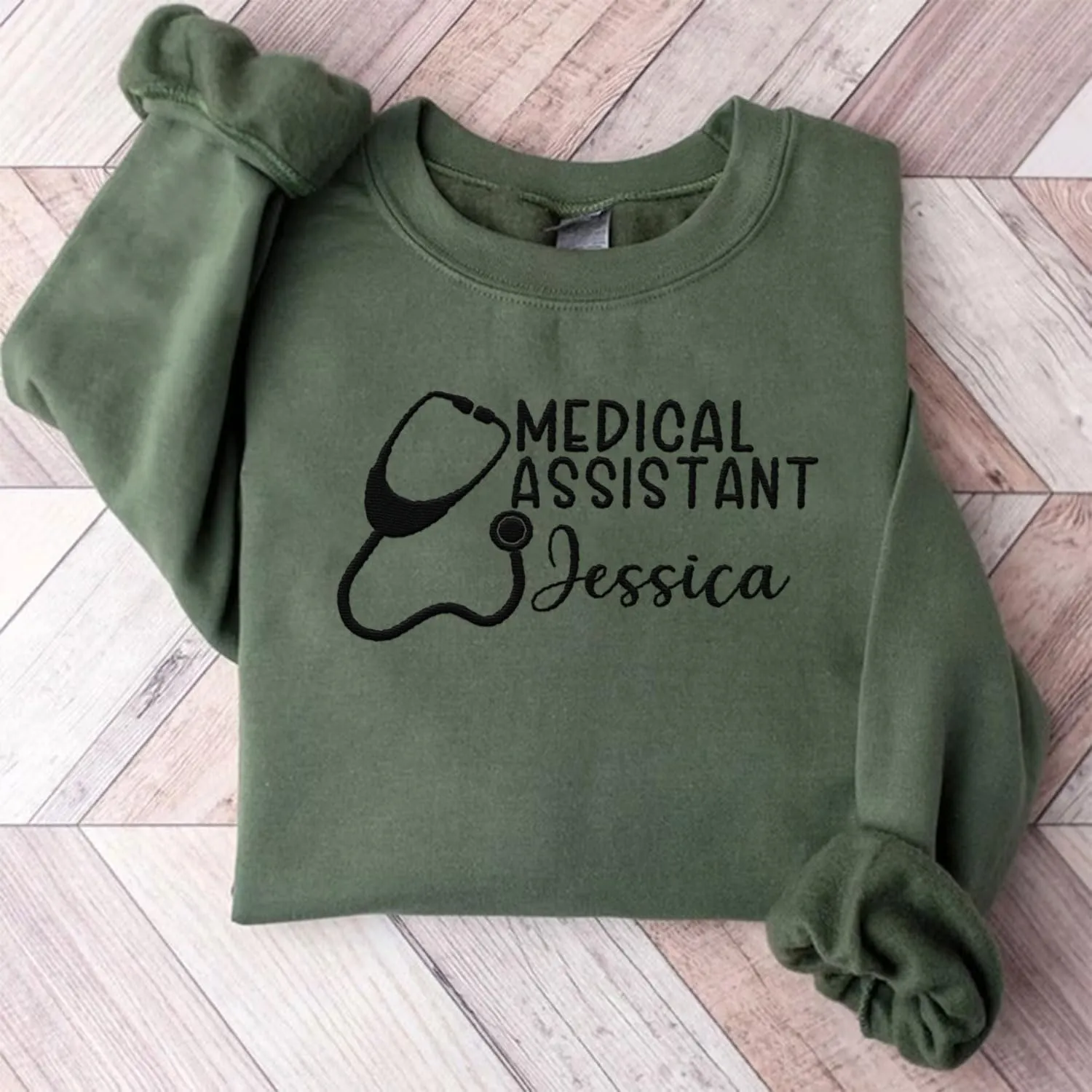 Custom Medical Assistant Embroidered Sweatshirt for Women, MA Nurse Crewneck, Medical Assistant Shirts Gift for Nurse
