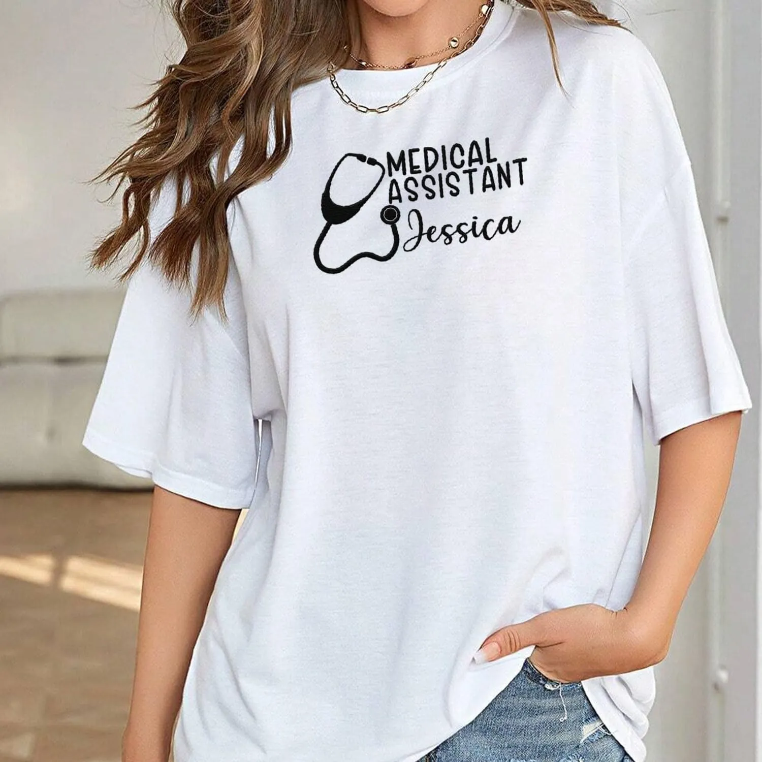 Custom Medical Assistant Embroidered Sweatshirt for Women, MA Nurse Crewneck, Medical Assistant Shirts Gift for Nurse