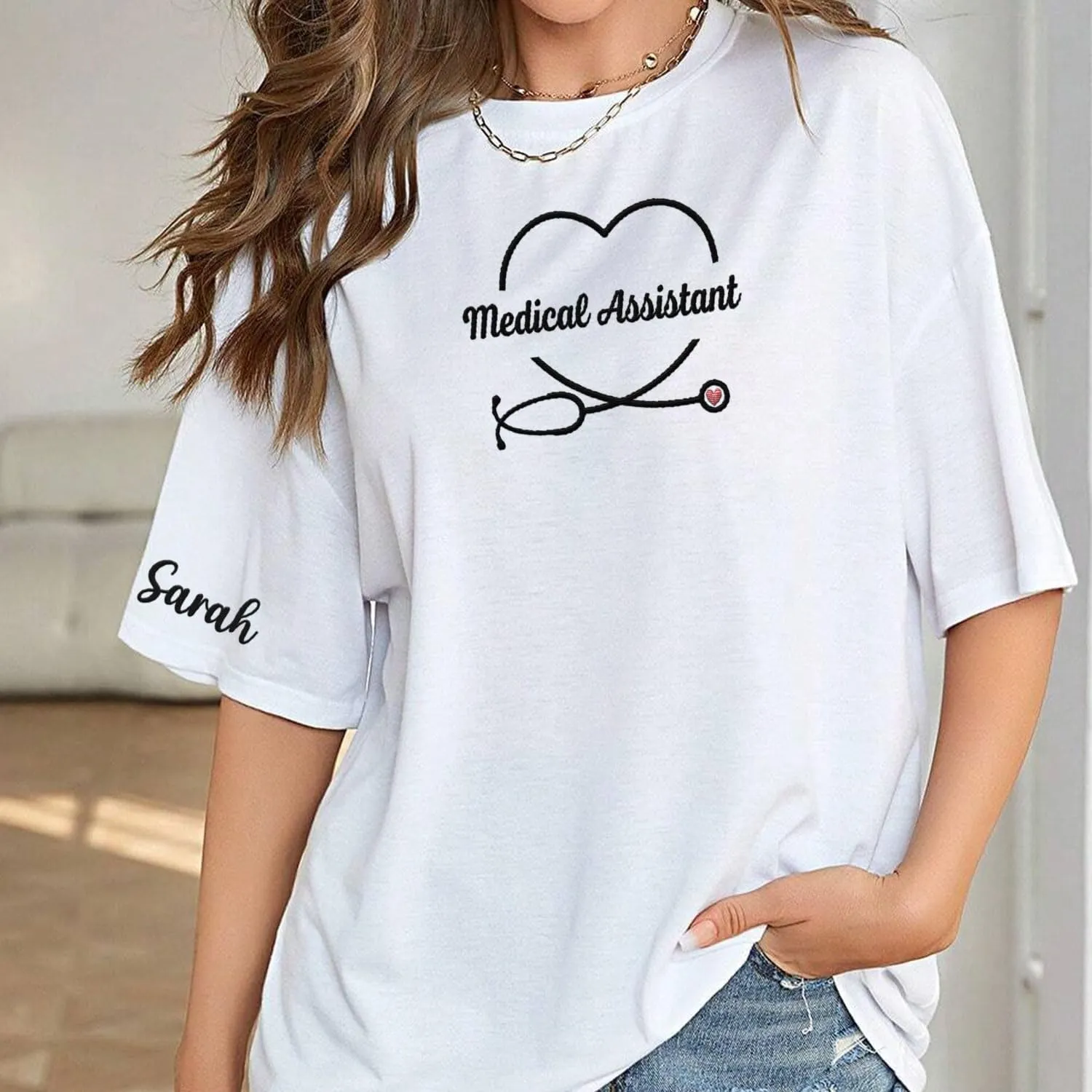 Custom Medical Assistant Embroidered Sweatshirt for Women, MA Nurse Crewneck, Medical Assistant Shirts Gift for Nurse