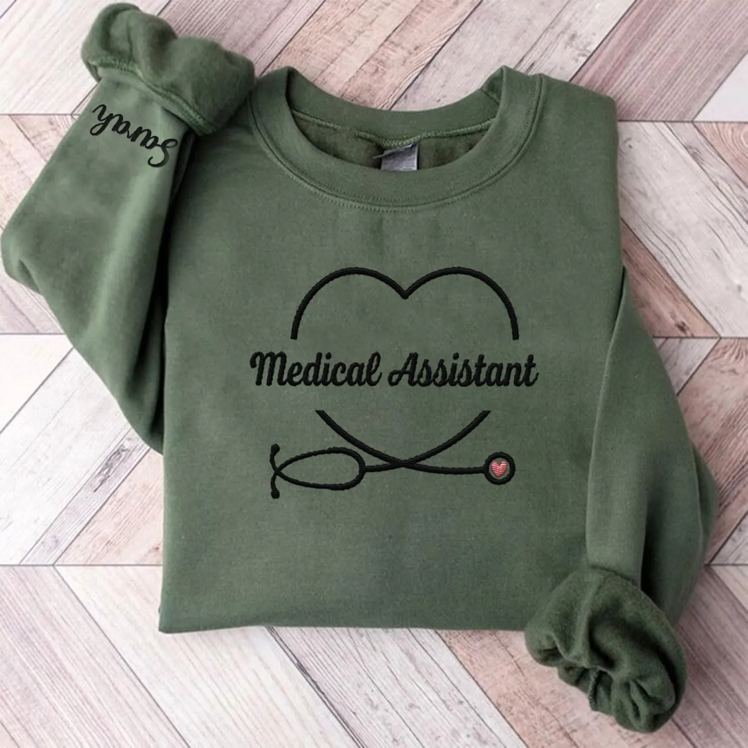 Custom Medical Assistant Embroidered Sweatshirt for Women, MA Nurse Crewneck, Medical Assistant Shirts Gift for Nurse