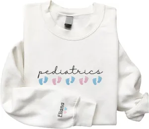 Custom Pediatric Nurse Embroidered Sweatshirt For Women, Personalized Registered Picu Nurse Crewneck Sweatshirt Hoodies