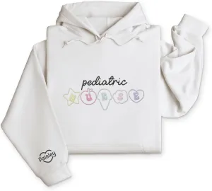 Custom Pediatric Nurse Embroidered Sweatshirt For Women, Personalized Registered Picu Nurse Crewneck Sweatshirt Hoodies