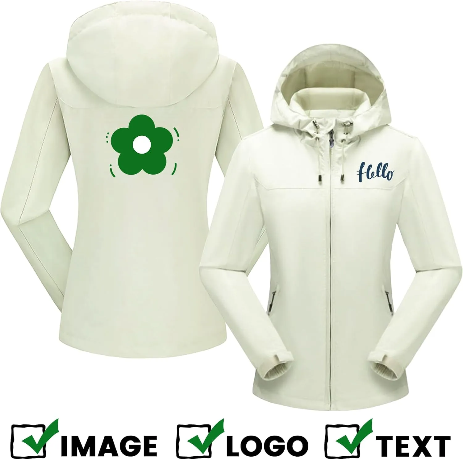 Custom Women's Lightweight Rain Jacket Design Your Waterproof Breathable Hooded Outdoor Softshell Windbreaker