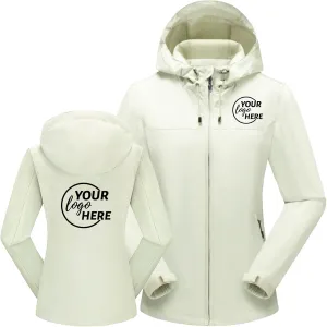 Custom Women's Lightweight Rain Jacket Design Your Waterproof Breathable Hooded Outdoor Softshell Windbreaker