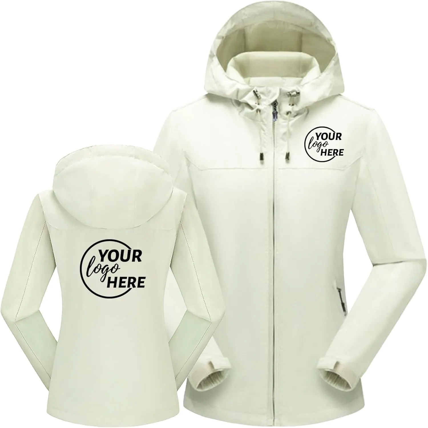 Custom Women's Lightweight Rain Jacket Design Your Waterproof Breathable Hooded Outdoor Softshell Windbreaker