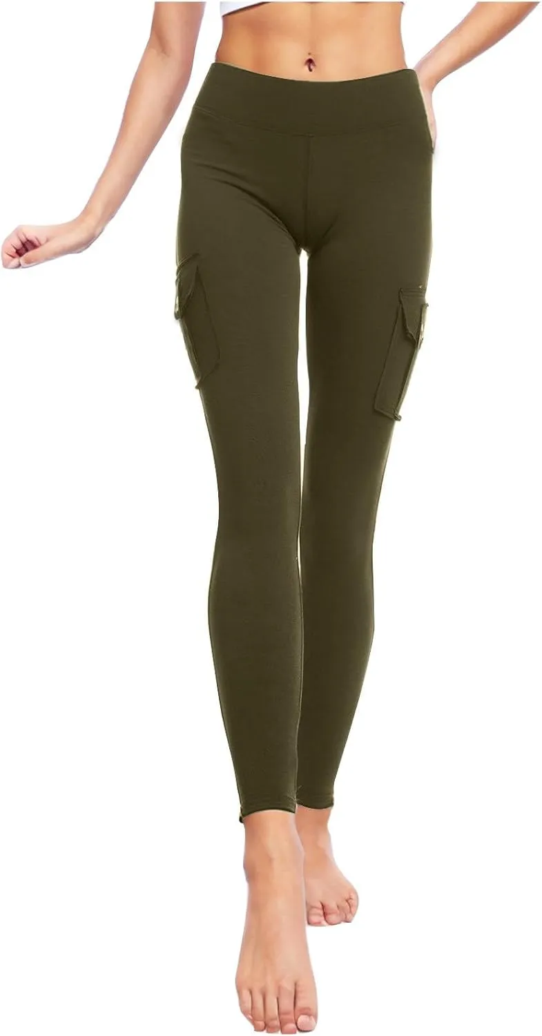 DASAYO Leggings for Women, High Waisted Tummy Control Cargo Leggings, Athletic Workout Yoga Pants with Pockets