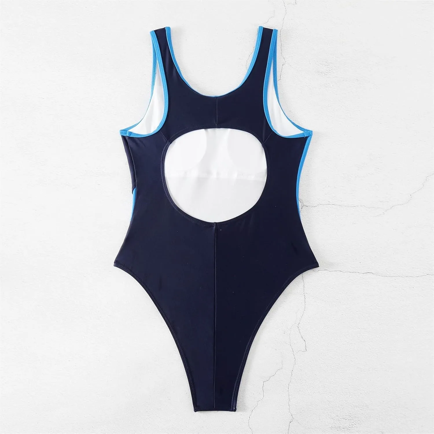 DDAPJ pyju Women's One Piece Swimsuit Color Block Tummy Control Slimming Bathing Suit Backless Athletic Monokini Swimwear