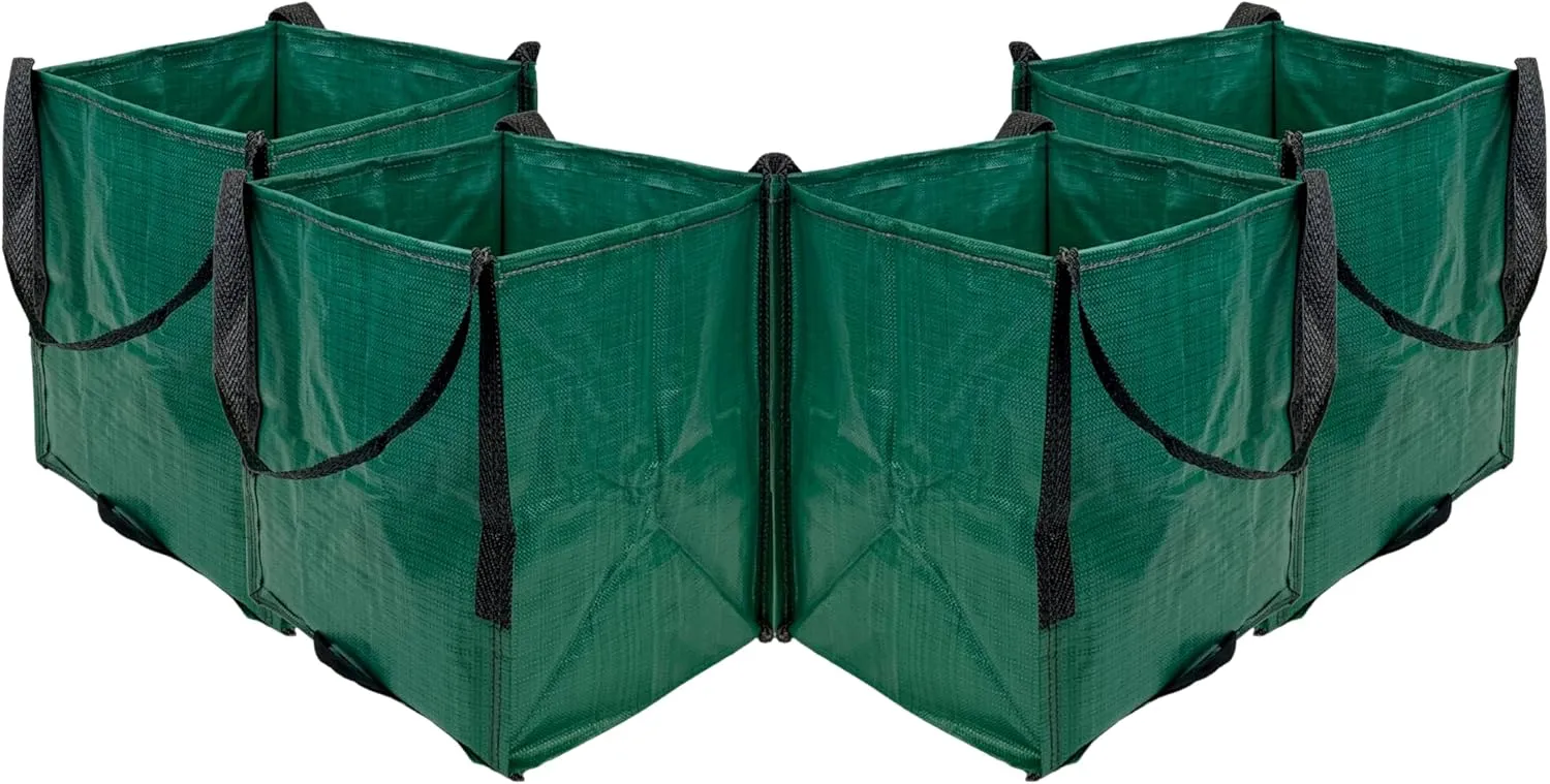 DURASACK Heavy Duty Storage Tote Bag 22-Gallon Rugged Woven Polypropylene Moving Bag, Reusable Self-Standing Design, Holds up to 500 Pounds, Pack of 4, Green
