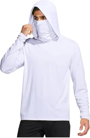 Fishing Shirt for Men UPF 50  UV Sun Shirts Outdoor Fishing Hoodie with Gaiter Long Sleeve Hiking Shirts Rash Guards