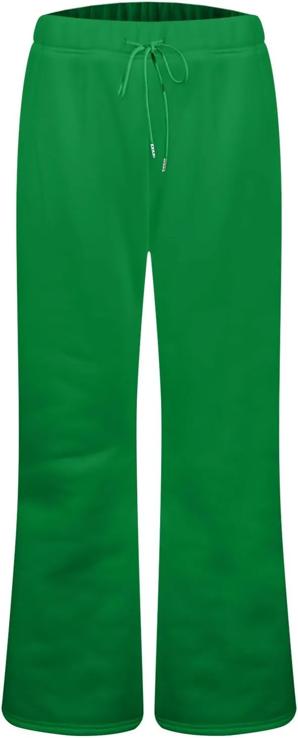 Flare Wide Leg Sweatpants Women Baggy Drawstring Athletic Pants High Waisted Joggers with Pockets Pants Bell Bottoms