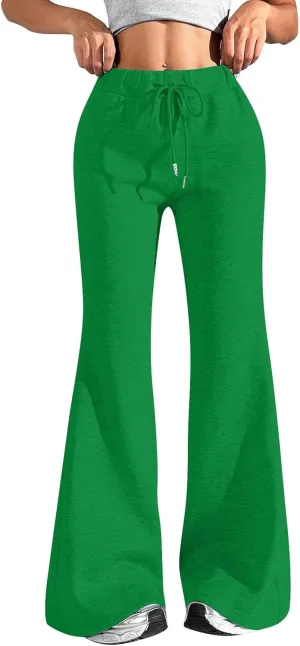 Flare Wide Leg Sweatpants Women Baggy Drawstring Athletic Pants High Waisted Joggers with Pockets Pants Bell Bottoms