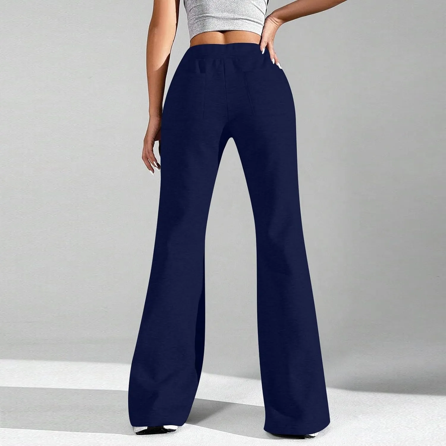 Flare Wide Leg Sweatpants Women Baggy Drawstring Athletic Pants High Waisted Joggers with Pockets Pants Bell Bottoms