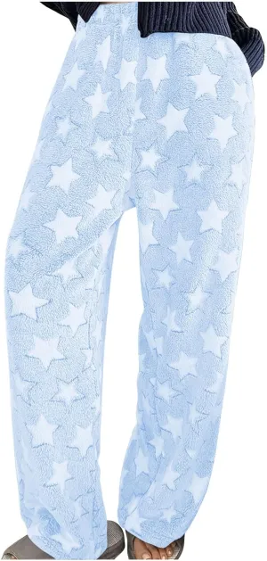Fleece Sweatpants Women Printed Fashion Workout Warm Soft Joggers Pants Comfy Straight Leg Baggy Lounge Bottoms 2024