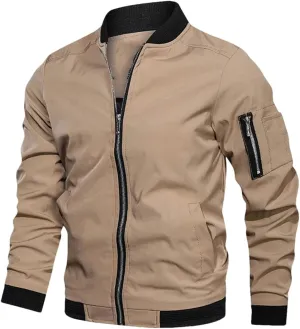 Fnfmrfmr Men's Casual Motorcycle Jacket Lightweight Sportswear Windbreaker Zip Up Coat With Pocket