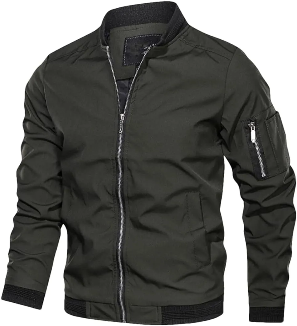 Fnfmrfmr Men's Casual Motorcycle Jacket Lightweight Sportswear Windbreaker Zip Up Coat With Pocket