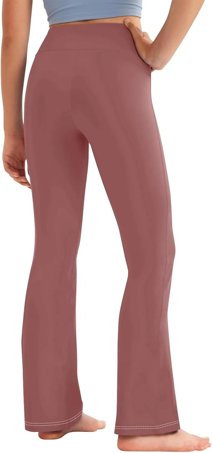 Girl's Bootcut Leggings Kids Stretch High Waisted Flare Yoga Pants Girls Workout Bell Bottoms Leggings Full Length