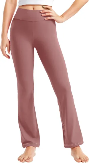 Girl's Bootcut Leggings Kids Stretch High Waisted Flare Yoga Pants Girls Workout Bell Bottoms Leggings Full Length