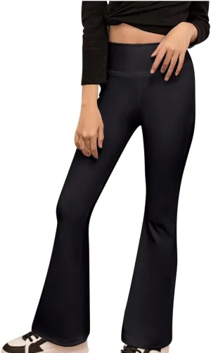Girls Flare Leggings with Pockets High Waisted Bell Bottoms Yoga Pants Girls Dance Athletic Leggings Stretch Tights