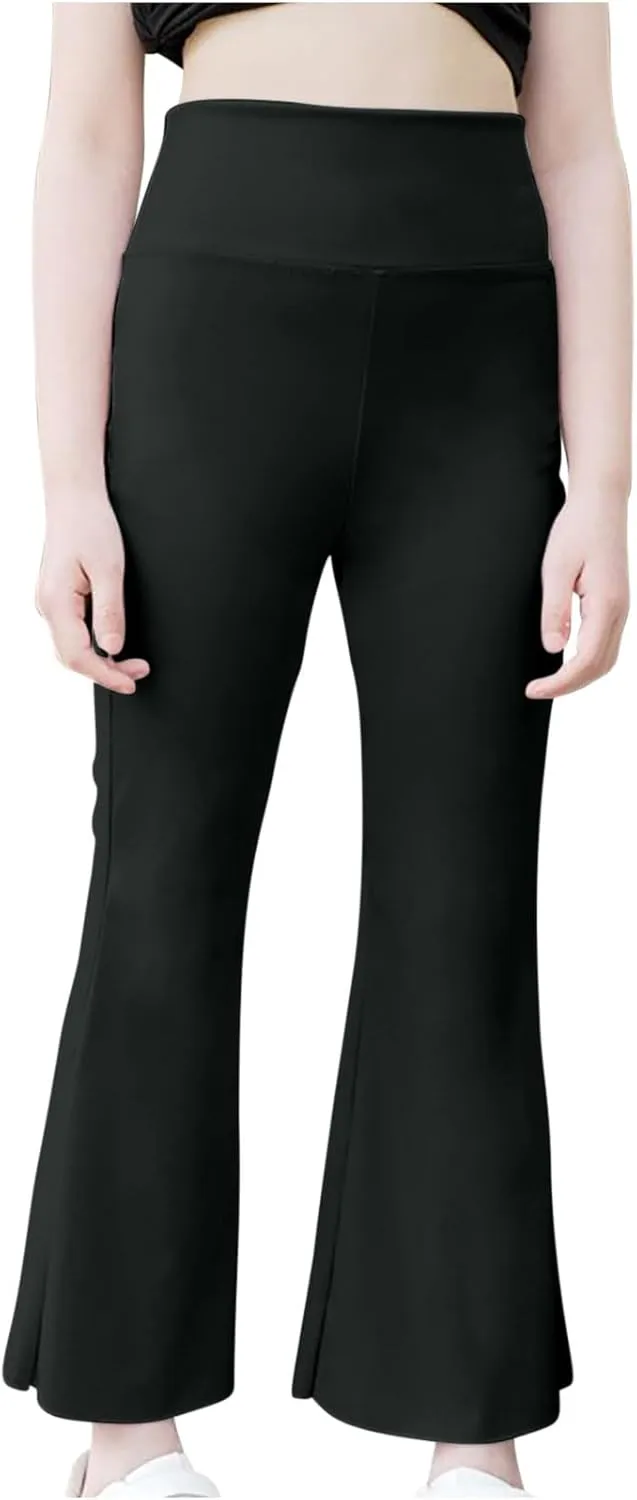 Girls Flare Leggings with Pockets High Waisted Bell Bottoms Yoga Pants Girls Dance Athletic Leggings Stretch Tights