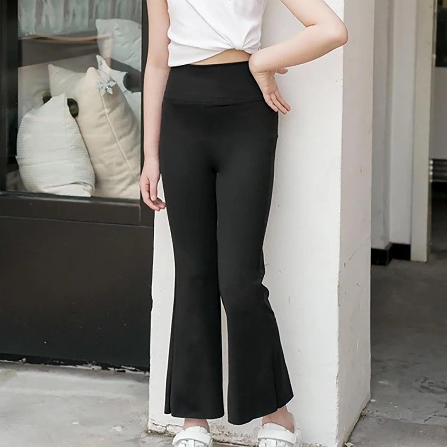 Girls Flare Leggings with Pockets High Waisted Bell Bottoms Yoga Pants Girls Dance Athletic Leggings Stretch Tights