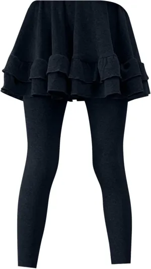 Girls Trendy Leggings with Skirt Kids Stretchy Cotton Ruffle Skirt Pants Leggings Skirts Ruffle Pants Bottoms Clothes