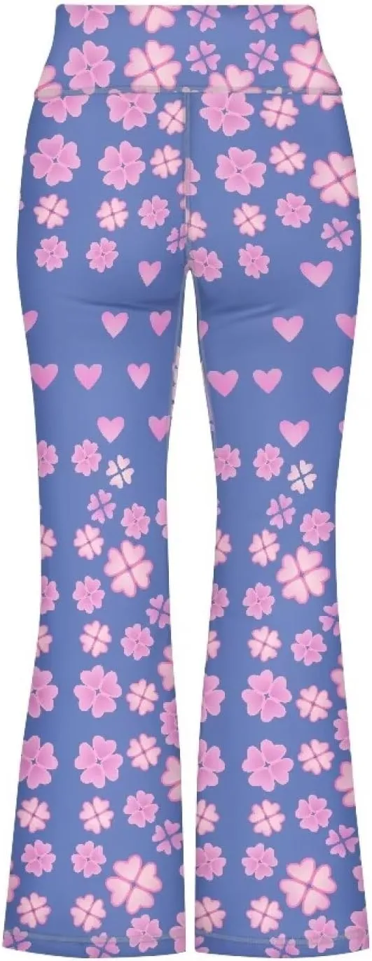 Girls Yoga Pants High-Waisted Wide Leg Flared Leggings for Children 5-14 Years Cute Bell Bottoms