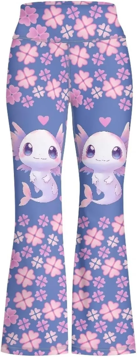 Girls Yoga Pants High-Waisted Wide Leg Flared Leggings for Children 5-14 Years Cute Bell Bottoms