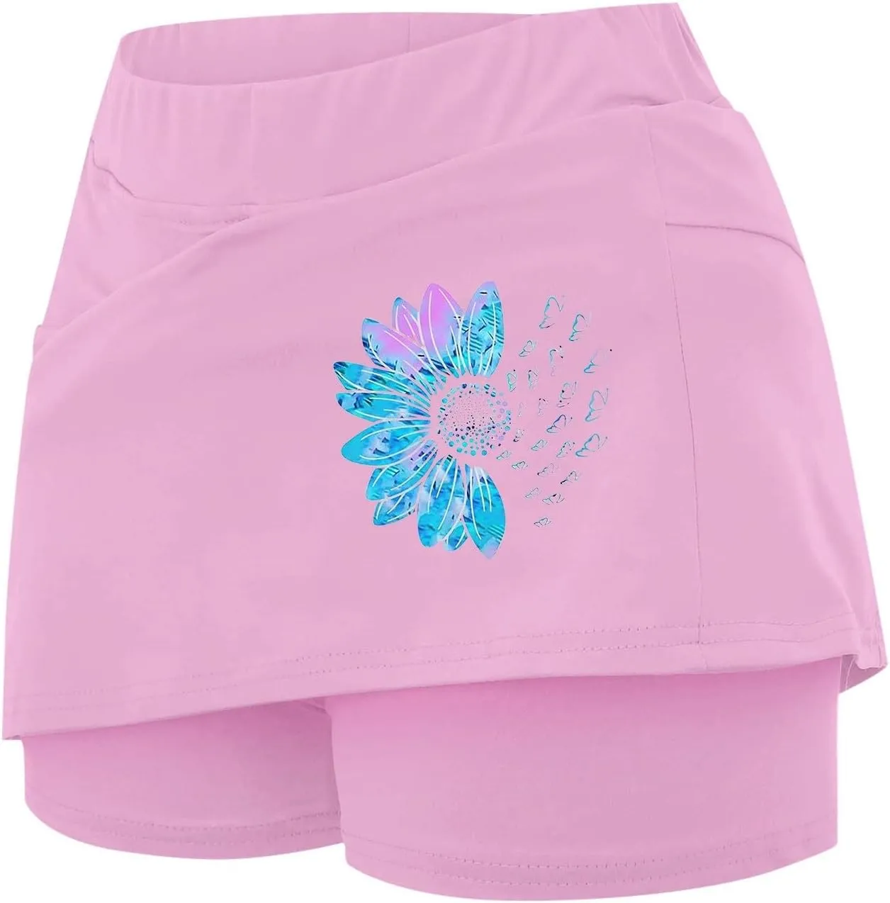 Golf Skirts for Women High Waistd Midi Tennis Skorts with Pockets Tummy Control Stretchy Aline Yoga Skirt with Shorts