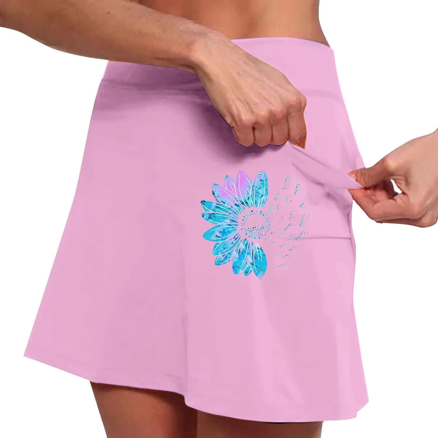 Golf Skirts for Women High Waistd Midi Tennis Skorts with Pockets Tummy Control Stretchy Aline Yoga Skirt with Shorts