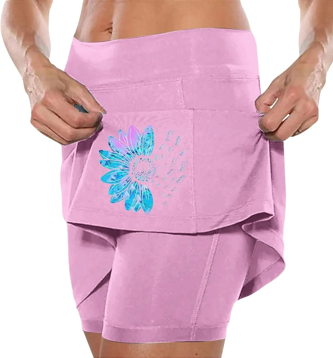 Golf Skirts for Women High Waistd Midi Tennis Skorts with Pockets Tummy Control Stretchy Aline Yoga Skirt with Shorts