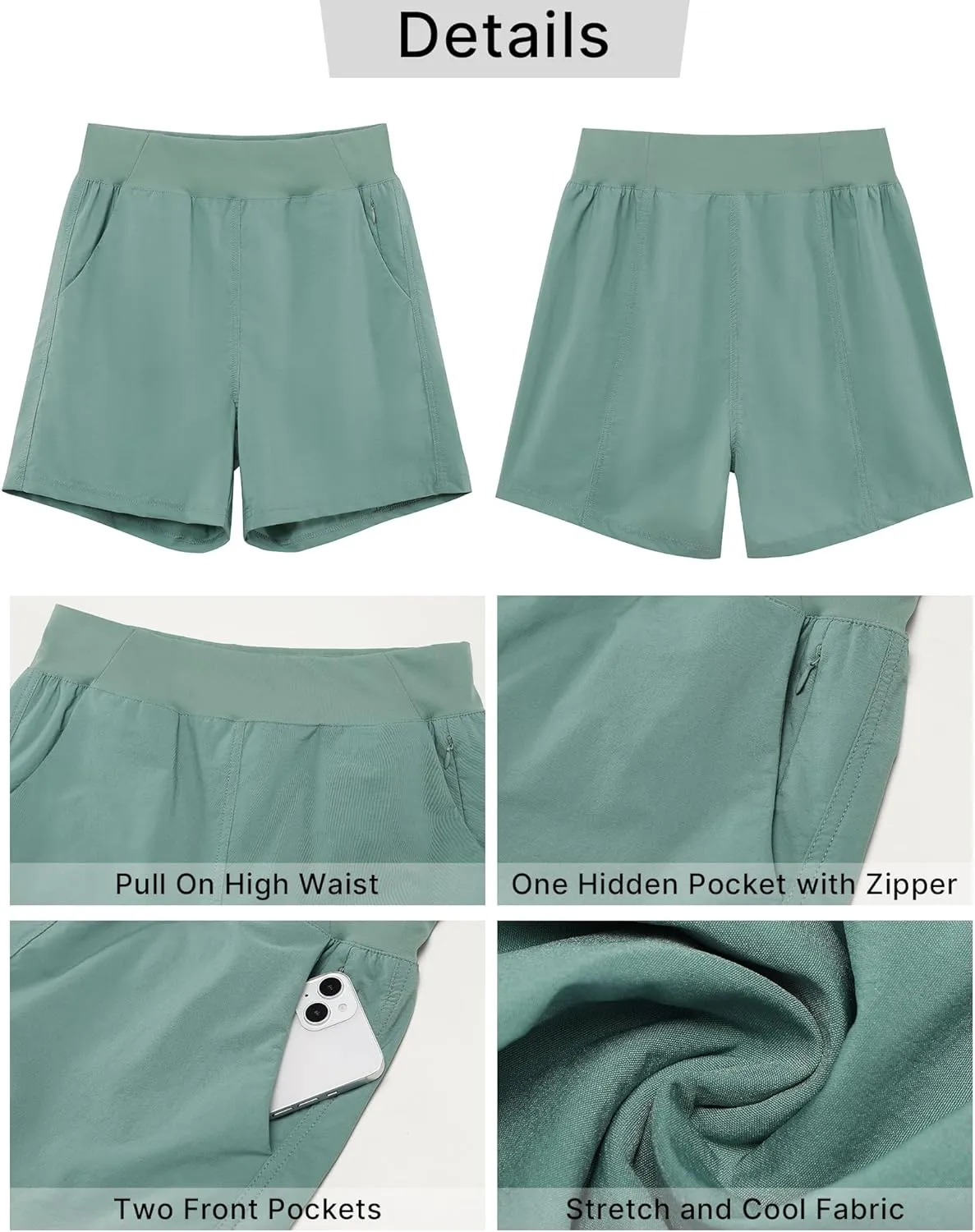 GRAPENT Hiking Shorts for Women High Waisted Pull On Athletic Casual Summer Lightweight Cooling Sport Shorts with Pocket