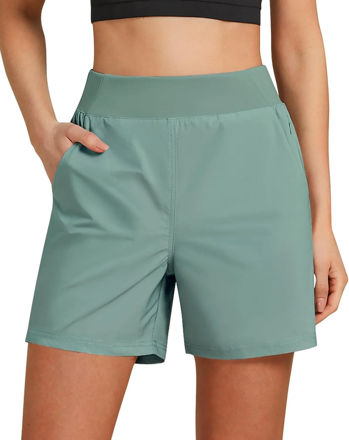 GRAPENT Hiking Shorts for Women High Waisted Pull On Athletic Casual Summer Lightweight Cooling Sport Shorts with Pocket
