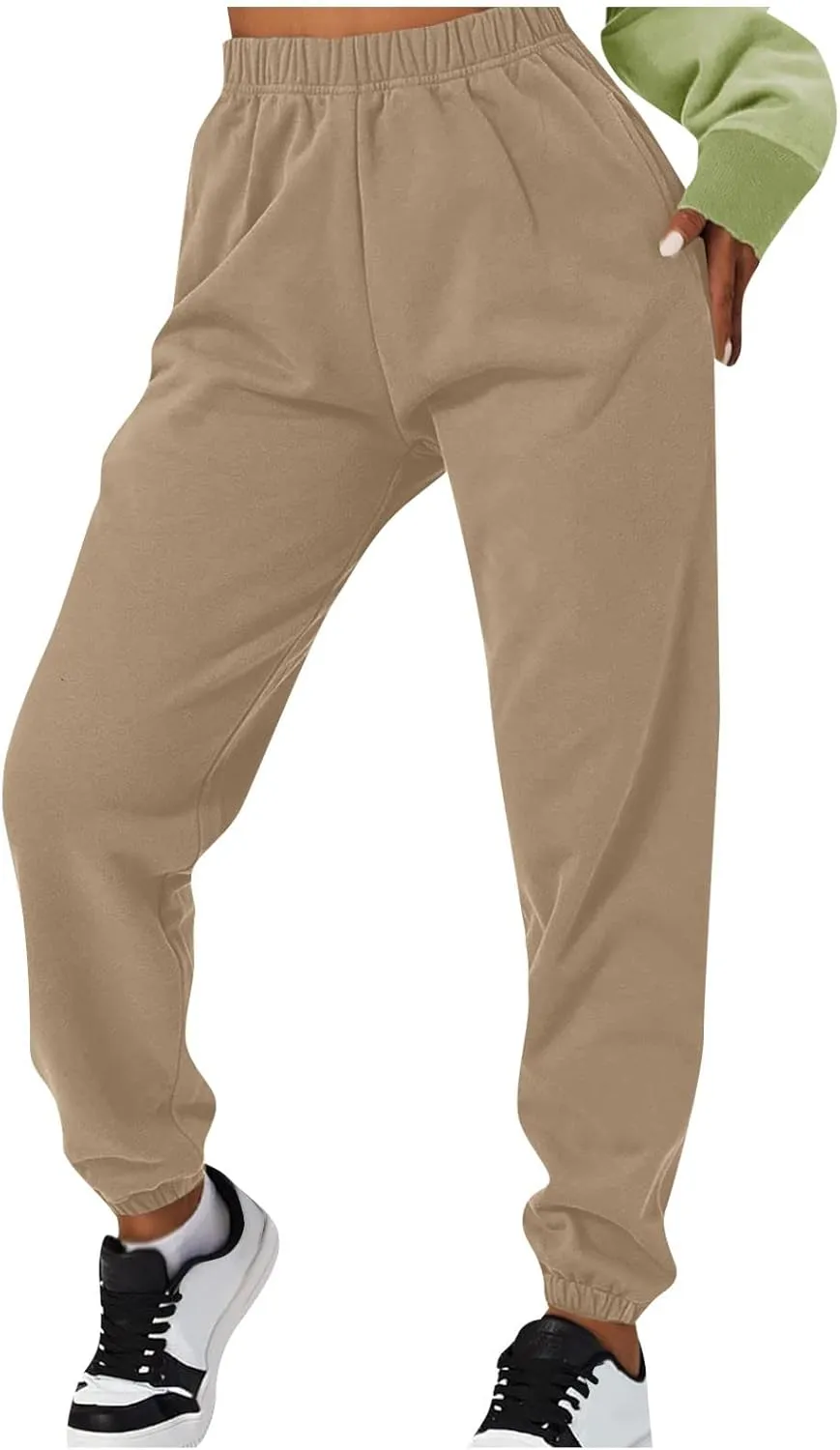 Gumipy Sweat Pants for Womens Plus Size Ultra-Soft Solid Joggers with Pockets Baggy Fleece Lined Lounge Pants Activewear