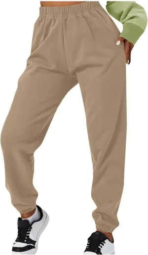 Gumipy Sweat Pants for Womens Plus Size Ultra-Soft Solid Joggers with Pockets Baggy Fleece Lined Lounge Pants Activewear