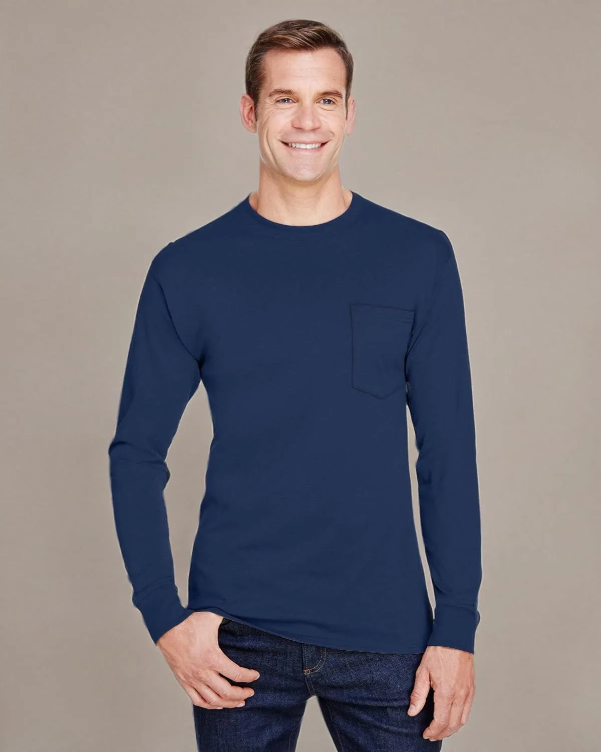 Hanes W120 Adult Workwear Long-Sleeve Pocket T-Shirt