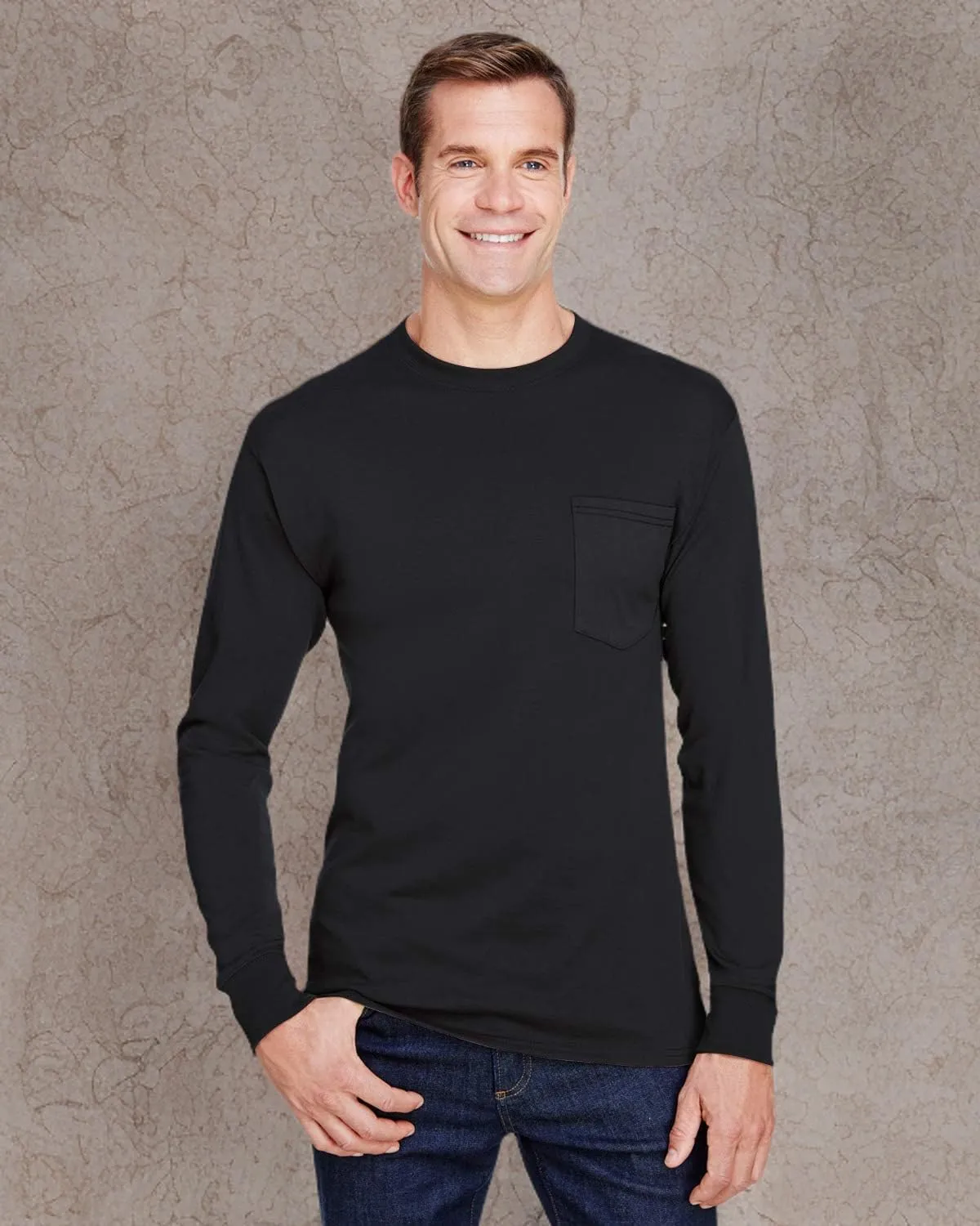 Hanes W120 Adult Workwear Long-Sleeve Pocket T-Shirt