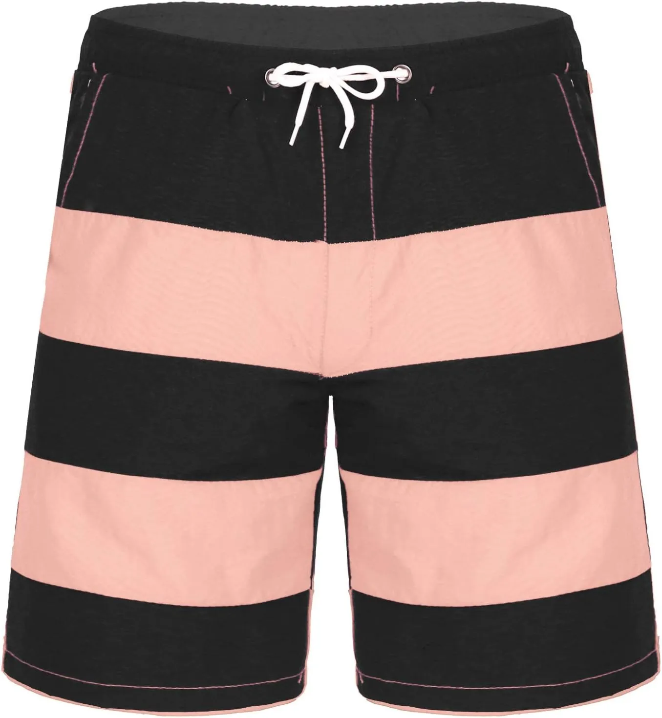 Hansber Mens Colorful Stripes Swim Trunks Beachwear Quick Dry Board Shorts Surf Pants Swim Suits