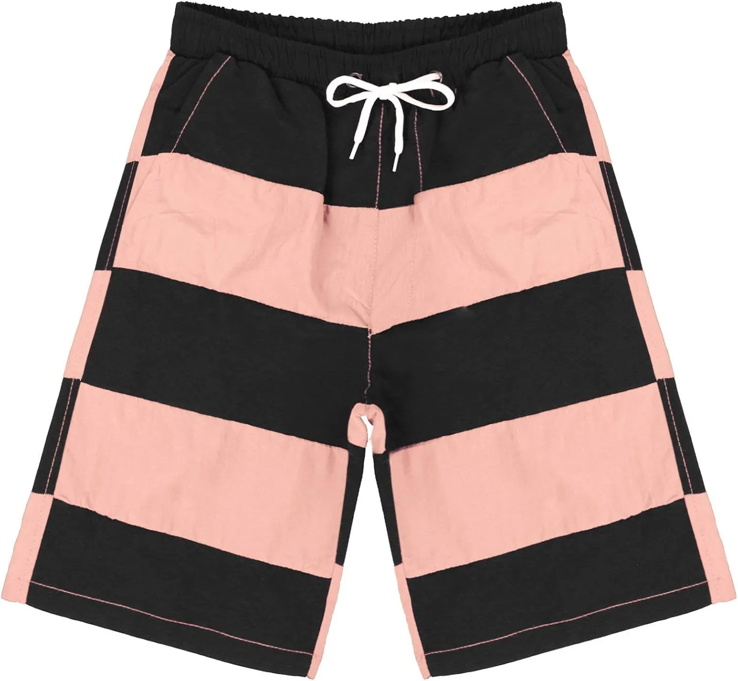 Hansber Mens Colorful Stripes Swim Trunks Beachwear Quick Dry Board Shorts Surf Pants Swim Suits
