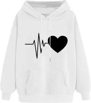 Heartbeat Love Hoodie for Women Hooded Sweatshirt Soft Fleece Cozy Gift for Nurses and Healthcare Workers