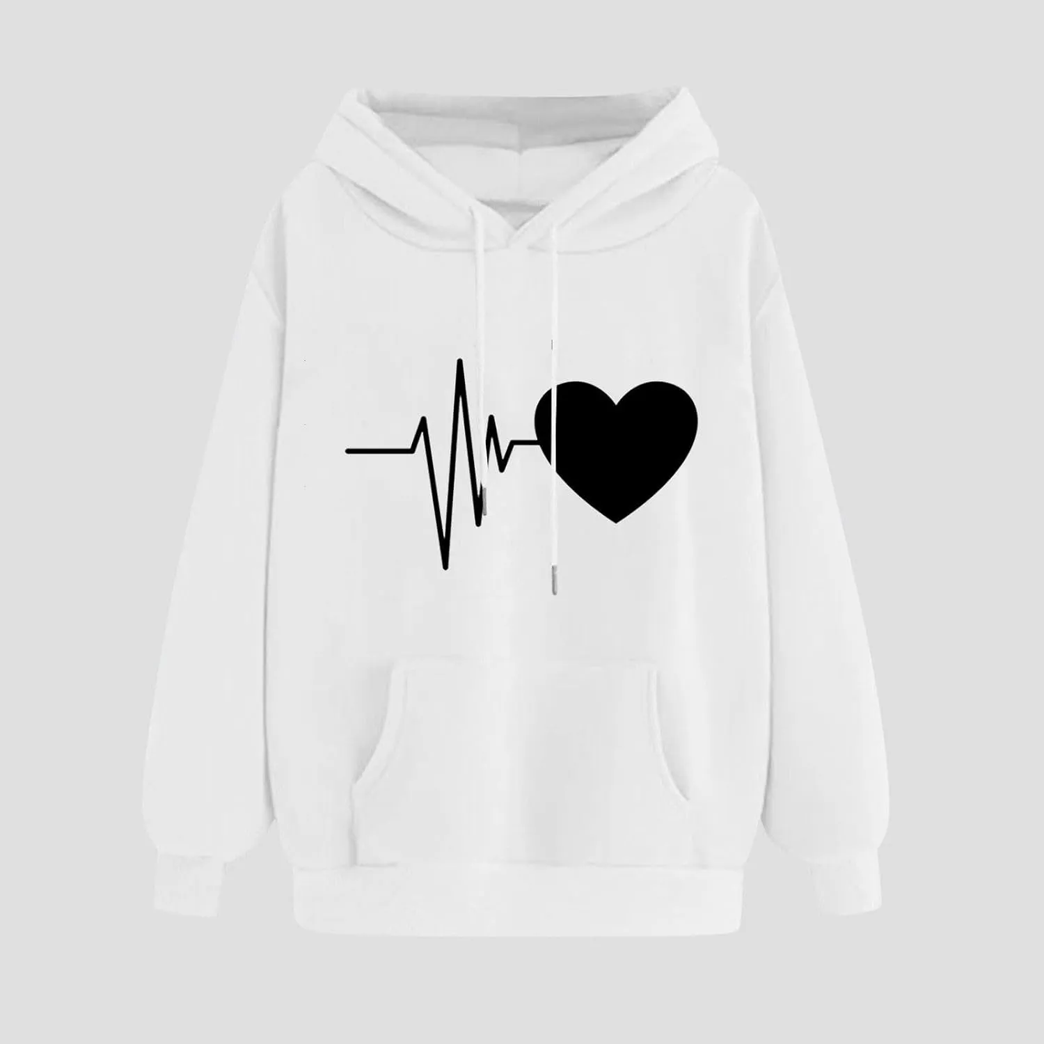 Heartbeat Love Hoodie for Women Hooded Sweatshirt Soft Fleece Cozy Gift for Nurses and Healthcare Workers
