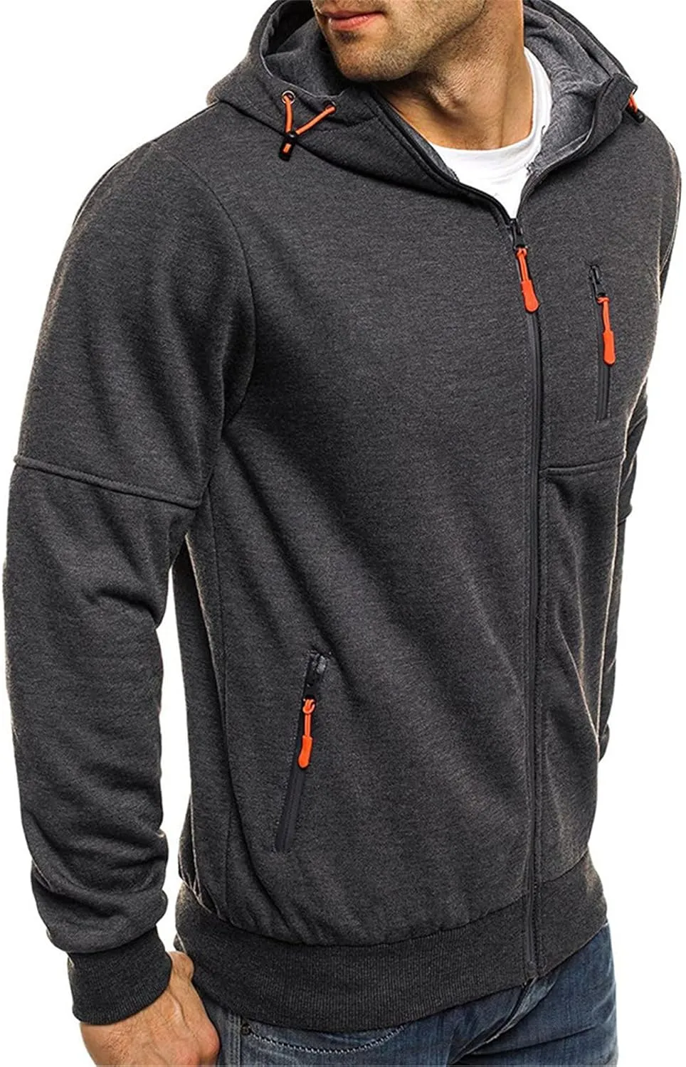 Hoodies for Men Zip up Lightweight Sweatshirt Long Sleeve Sport Outdoor Casual Jacket Fall Winter Top with Pockets