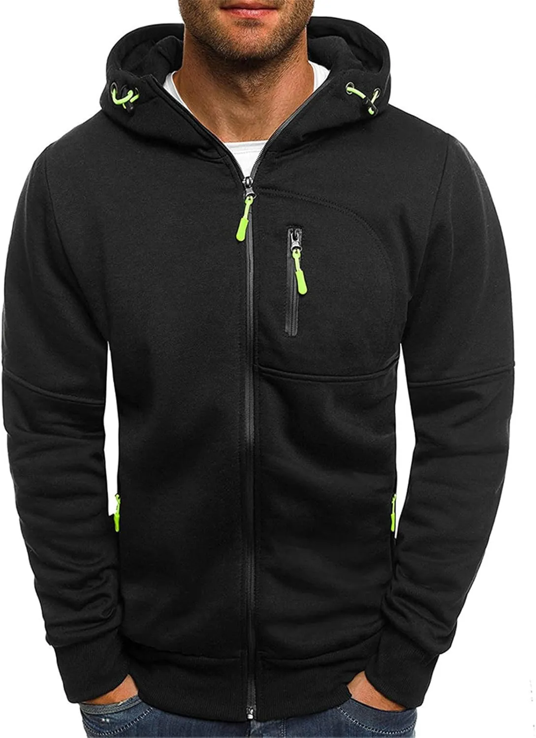 Hoodies for Men Zip up Lightweight Sweatshirt Long Sleeve Sport Outdoor Casual Jacket Fall Winter Top with Pockets