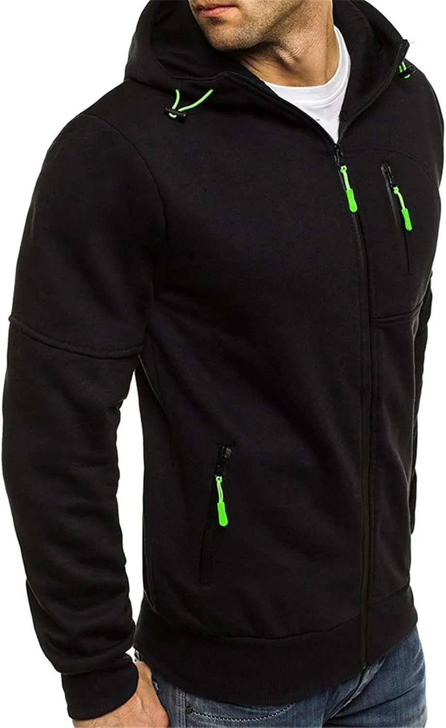 Hoodies for Men Zip up Lightweight Sweatshirt Long Sleeve Sport Outdoor Casual Jacket Fall Winter Top with Pockets