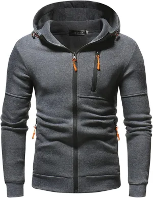 Hoodies for Men Zip up Lightweight Sweatshirt Long Sleeve Sport Outdoor Casual Jacket Fall Winter Top with Pockets
