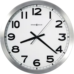 Howard Miller Gooding Wall Clock II 547-688 – Modern Round Brushed Aluminum, Flat Glass Crystal, Sturdy Metal Frame, Classic Black Accents, Quartz Movement