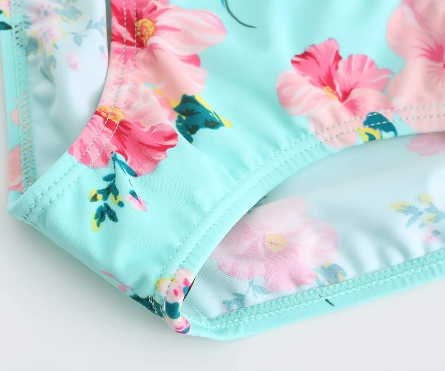 HowJoJo Girls Two Piece Tankini Swimsuit Green Floral Bathing Suit Swimwear