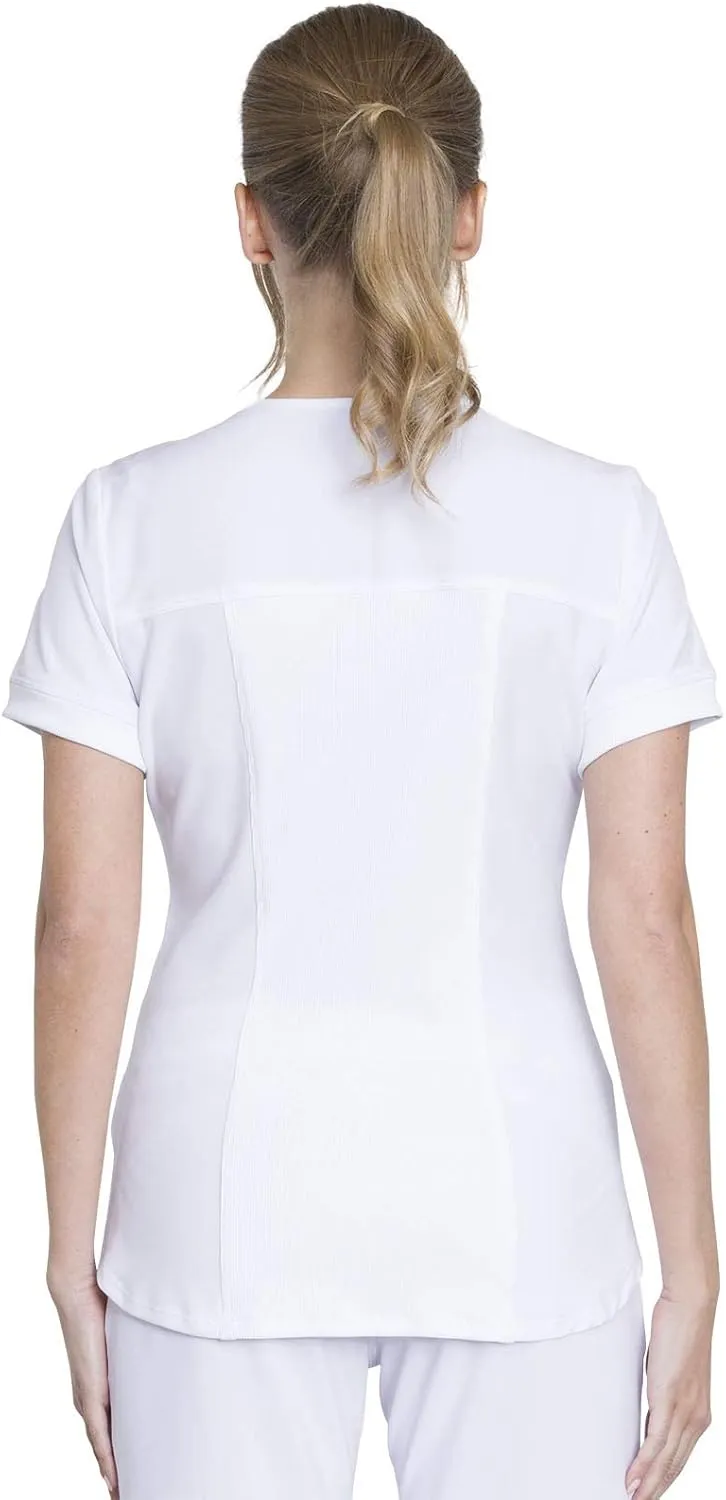 Infinity Women's Scrub Top Zip Front V-Neck Top with 4 Pocket 360° Stretch & Moisture Wicking Technology CK810A